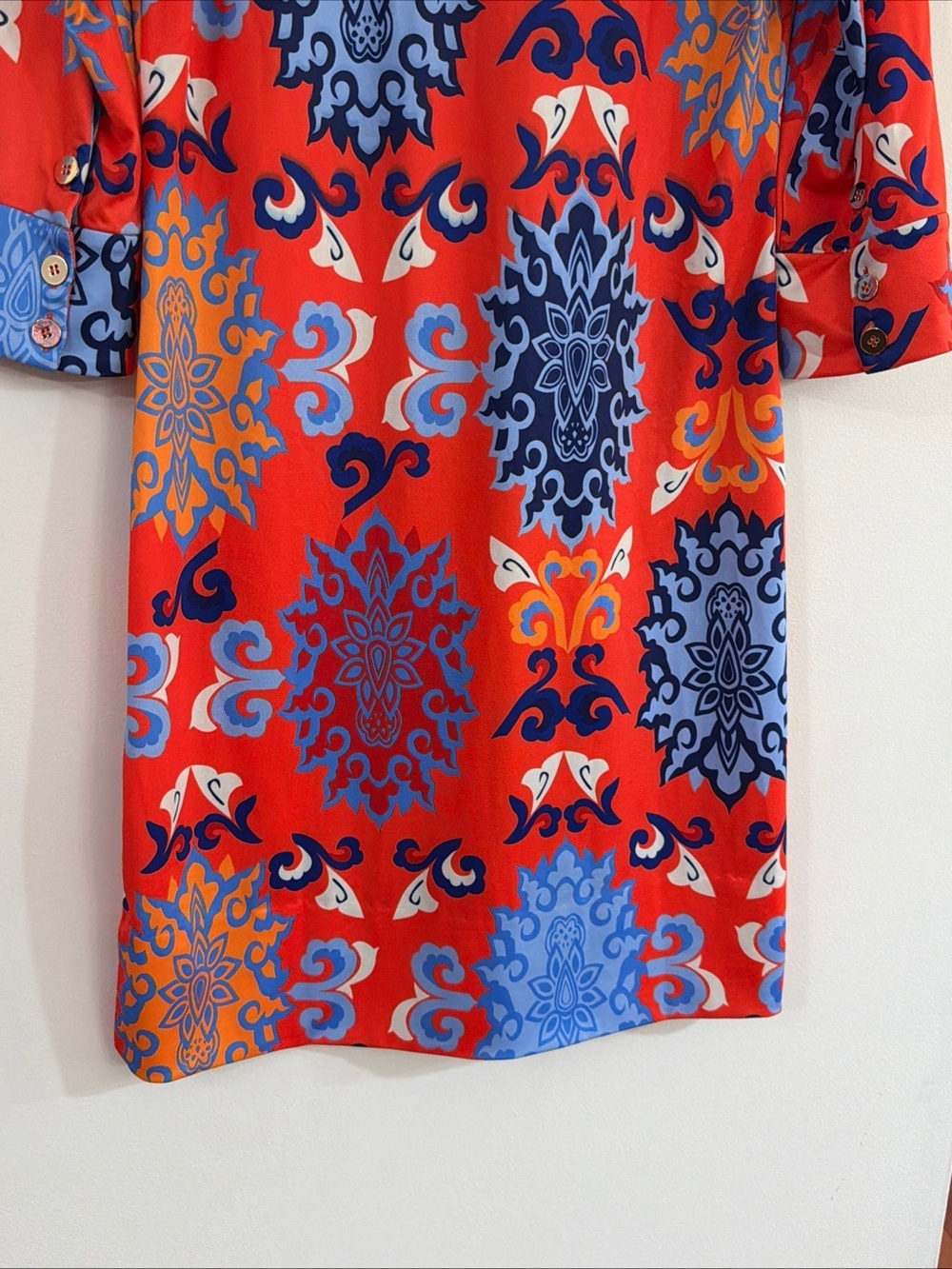 Gretchen Scott Designs XS Everyday Jersey Collared Dress Blue Orange Resort - Picture 9 of 12